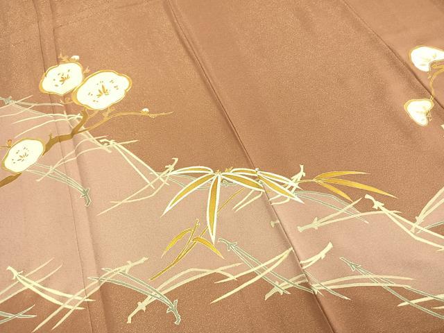 平和屋着物●訪問着　駒刺繍　枝花文　金彩　金通し地　正絹　逸品　AABD8795fy