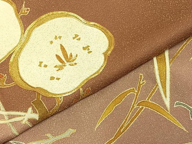 平和屋着物●訪問着　駒刺繍　枝花文　金彩　金通し地　正絹　逸品　AABD8795fy