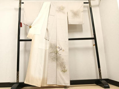 平和屋着物●訪問着　刺繍　梅松文　暈し染め　正絹　逸品　AABD8806ph