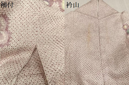 平和屋着物●訪問着　絞り　草花文　正絹　逸品　AABD8819ph