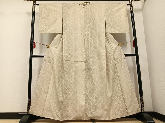 平和屋着物●結城紬 100亀甲 間道 正絹 逸品 AABD8825ph