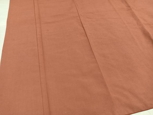 平和屋着物●上質な紬　色無地　真赭色　正絹　逸品　AABD8838ph