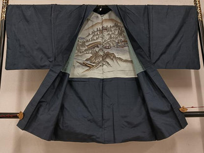 平和屋着物●男性　本場村山大島紬　アンサンブル　亀甲絣　正絹　逸品　AABD8858ph