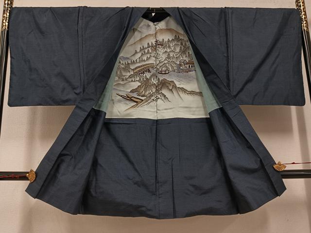 平和屋着物●男性　本場村山大島紬　アンサンブル　亀甲絣　正絹　逸品　AABD8858ph
