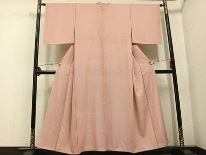 平和屋着物●江戸小紋 万筋 赤丹色×練色 正絹 逸品 AABD8861ph