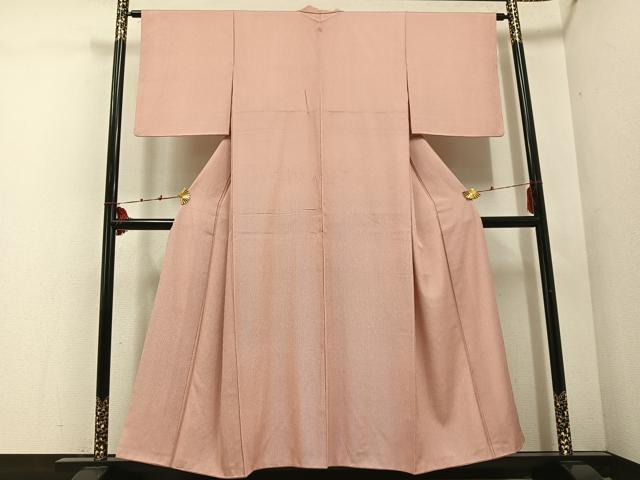 平和屋着物●江戸小紋 万筋 赤丹色×練色 正絹 逸品 AABD8861ph