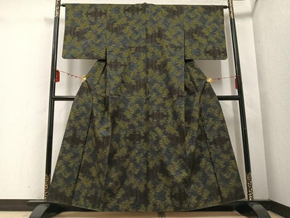 平和屋着物●本場大島紬　一元絣　笹竹文　正絹　逸品　AABD8870ph