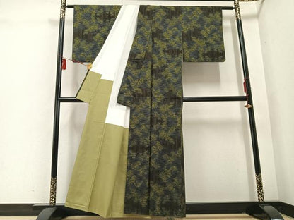 平和屋着物●本場大島紬　一元絣　笹竹文　正絹　逸品　AABD8870ph
