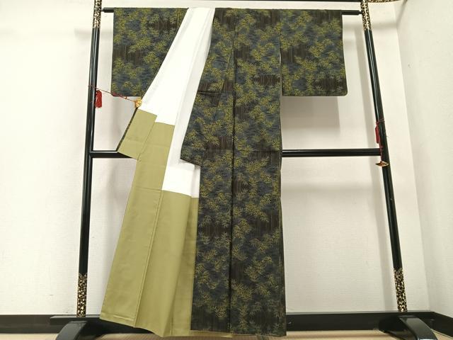 平和屋着物●本場大島紬　一元絣　笹竹文　正絹　逸品　AABD8870ph