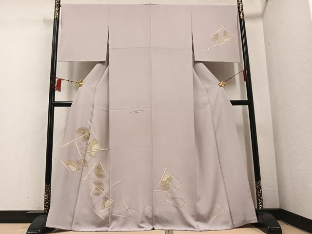 平和屋着物●訪問着　駒刺繍　雪輪文　金彩　正絹　逸品　AABD8872ph