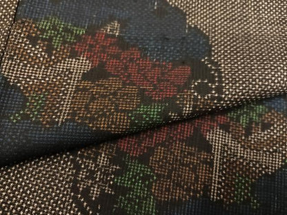平和屋着物●本場大島紬　一元絣　雪輪花文　正絹　逸品　AABD8873ph