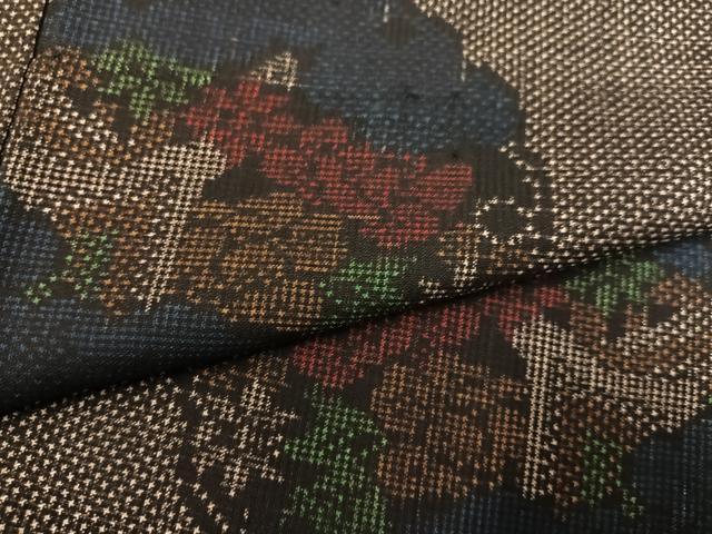 平和屋着物●本場大島紬　一元絣　雪輪花文　正絹　逸品　AABD8873ph