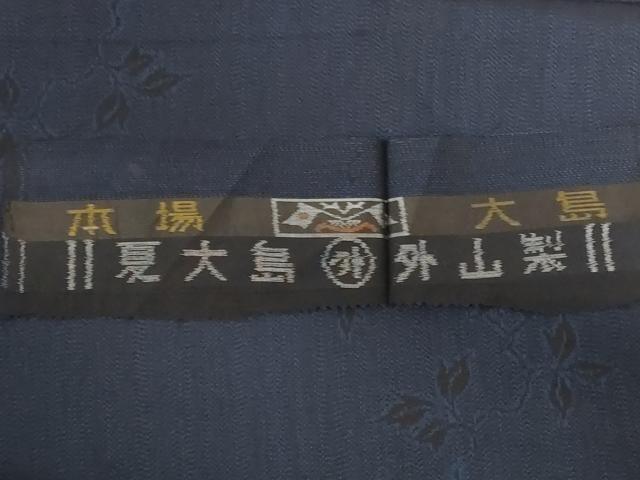 平和屋着物＊夏物 本場大島紬 夏大島 枝葉文 反端付き 正絹 逸品 AABD8883jd