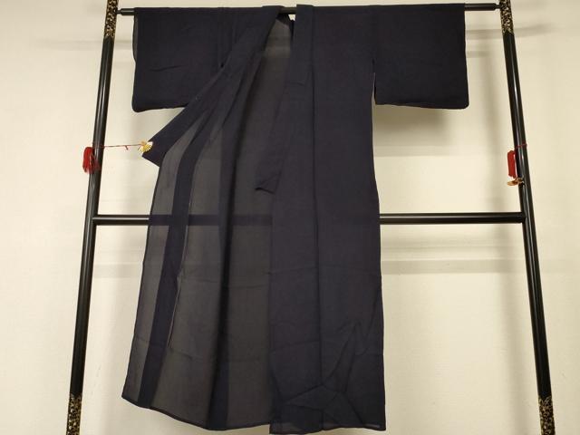 平和屋着物＊夏物 色無地 紗 藍鉄色 正絹 逸品 AABD8895jd