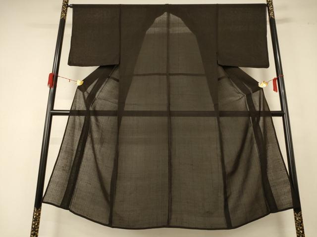 平和屋着物＊夏物 男性 色無地 紗 憲法黒茶色 正絹 逸品 AABD8896jd