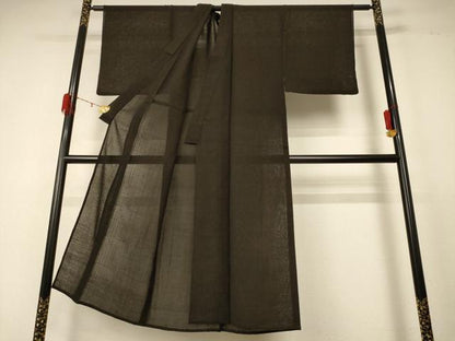 平和屋着物＊夏物 男性 色無地 紗 憲法黒茶色 正絹 逸品 AABD8896jd