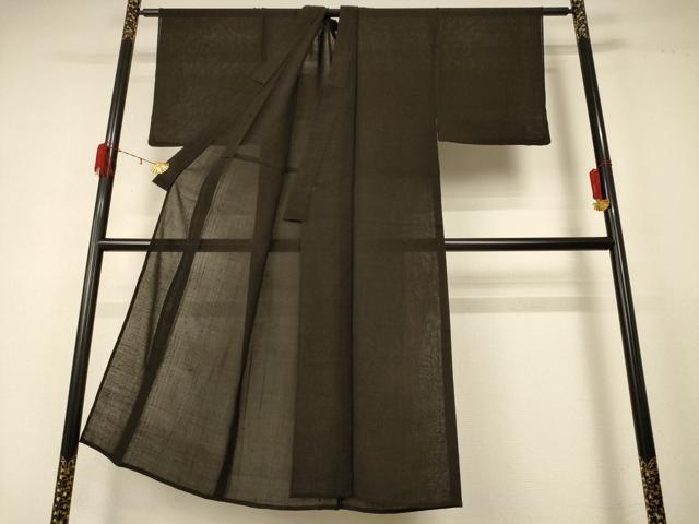 平和屋着物＊夏物 男性 色無地 紗 憲法黒茶色 正絹 逸品 AABD8896jd