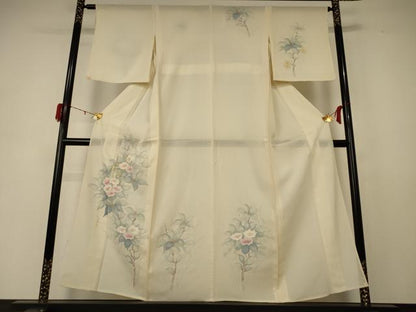 平和屋着物＊夏物 訪問着 絽 手描き 草花文 正絹 逸品 AABD8900jd