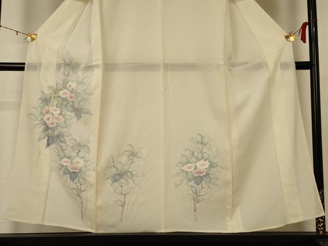 平和屋着物＊夏物 訪問着 絽 手描き 草花文 正絹 逸品 AABD8900jd