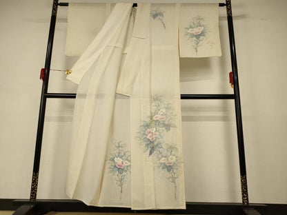 平和屋着物＊夏物 訪問着 絽 手描き 草花文 正絹 逸品 AABD8900jd