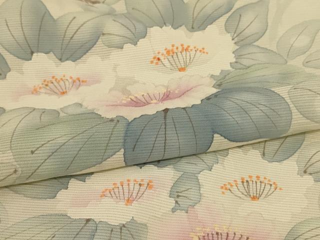 平和屋着物＊夏物 訪問着 絽 手描き 草花文 正絹 逸品 AABD8900jd