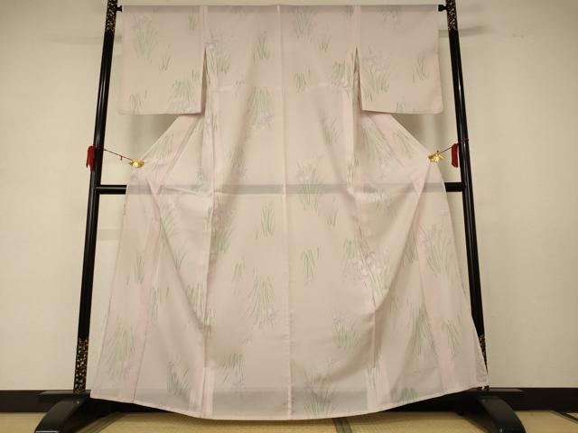 平和屋着物＊夏物 小紋 絽 草花文 洗える着物 AABD8904jd