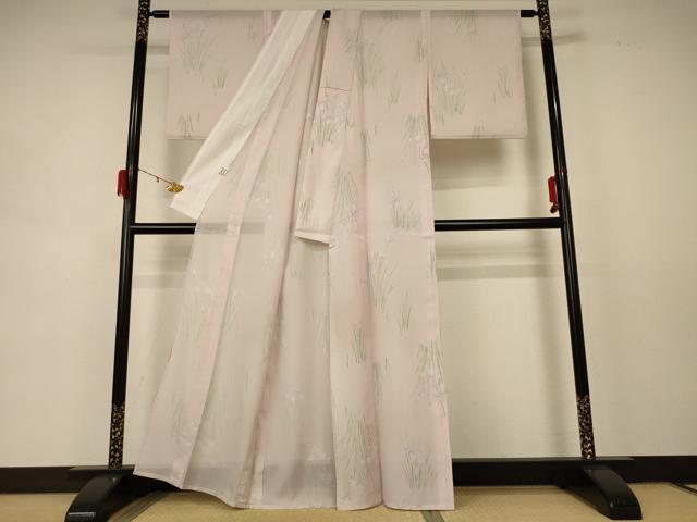平和屋着物＊夏物 小紋 絽 草花文 洗える着物 AABD8904jd