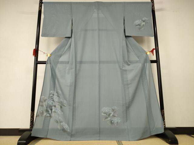 平和屋着物＊夏物 訪問着 絽 手描き 紫陽花 正絹 逸品 AABD8909jd