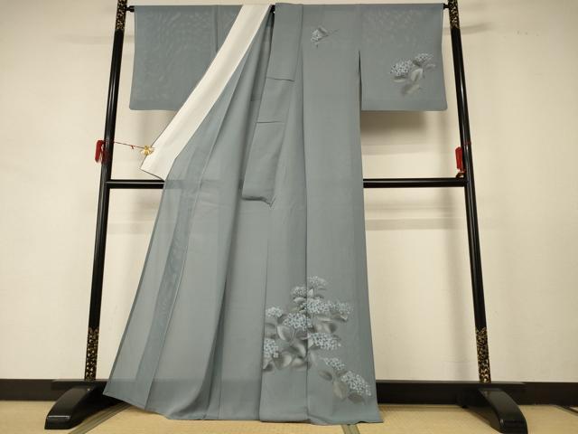平和屋着物＊夏物 訪問着 絽 手描き 紫陽花 正絹 逸品 AABD8909jd