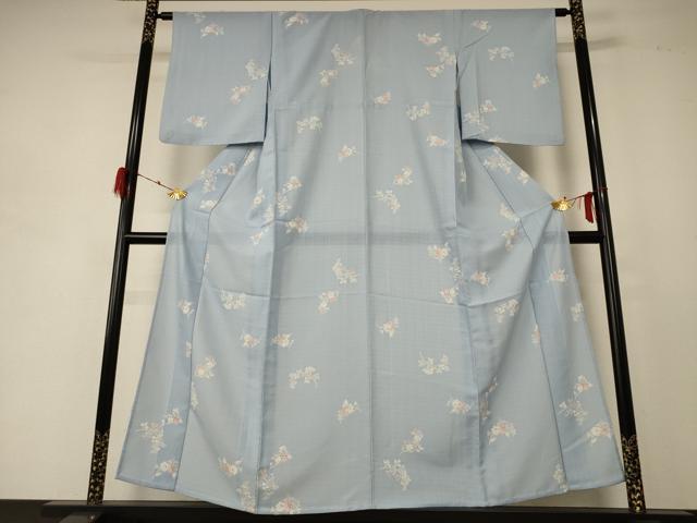 平和屋着物＊夏物 小紋 紗 草花文 AABD8913jd