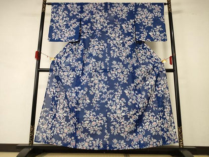 平和屋着物＊夏物 小紋 絽 草花文 正絹 逸品 AABD8915jd