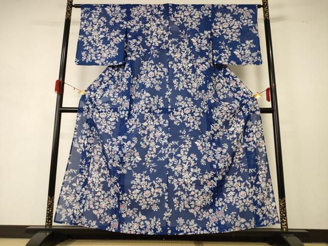 平和屋着物＊夏物 小紋 絽 草花文 正絹 逸品 AABD8915jd