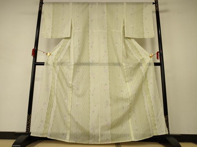 平和屋着物＊夏物　小紋　絽　草花間道　洗える着物　AABD8916jd