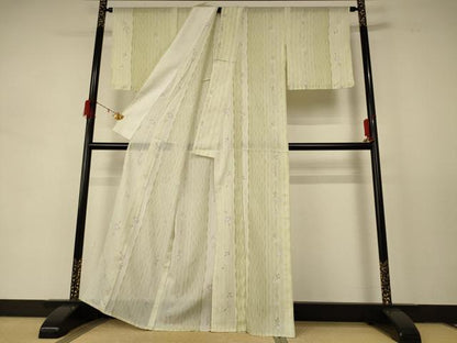 平和屋着物＊夏物　小紋　絽　草花間道　洗える着物　AABD8916jd