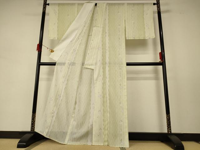 平和屋着物＊夏物　小紋　絽　草花間道　洗える着物　AABD8916jd