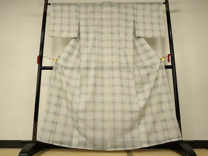 平和屋着物＊夏物 小紋 絽 幾何学文様 正絹 逸品 AABD8917jd
