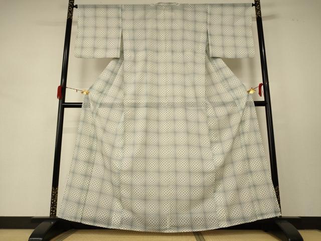 平和屋着物＊夏物 小紋 絽 幾何学文様 正絹 逸品 AABD8917jd