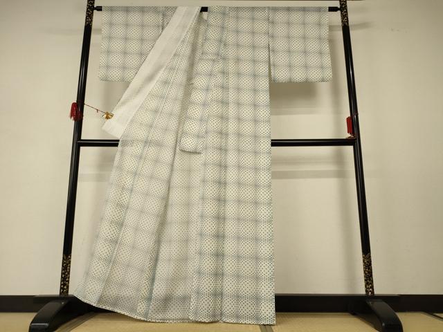 平和屋着物＊夏物　小紋　絽　幾何学文様　正絹　逸品　AABD8917jd 平和屋着物＊夏物 小紋 絽 幾何学文様 正絹 逸品 AABD8917jd