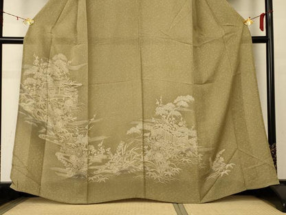 平和屋着物＊夏物　訪問着　絽　風景草花文　正絹　逸品　AABD8918jd