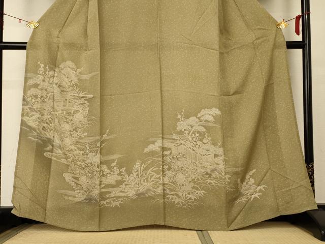 平和屋着物＊夏物　訪問着　絽　風景草花文　正絹　逸品　AABD8918jd