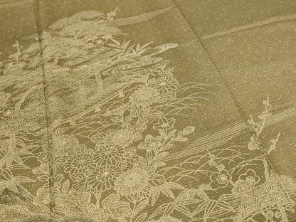 平和屋着物＊夏物　訪問着　絽　風景草花文　正絹　逸品　AABD8918jd