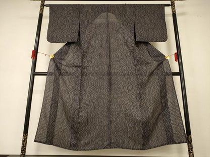 平和屋着物＊夏物 小紋 絽 幾何学文様 吉野間道 正絹 逸品 AABD8921jd
