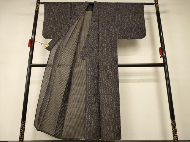 平和屋着物＊夏物 小紋 絽 幾何学文様 吉野間道 正絹 逸品 AABD8921jd