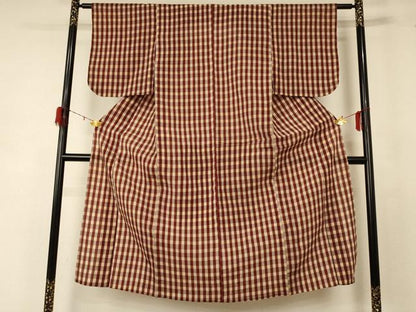 平和屋着物＊夏物 小紋 紗 格子 正絹 逸品 AABD8923jd