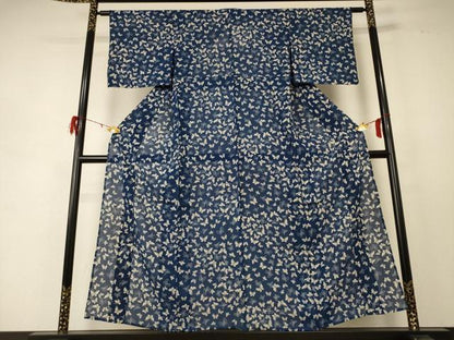 平和屋着物＊夏物 小紋 絽 舞蝶文 正絹 逸品 AABD8925jd