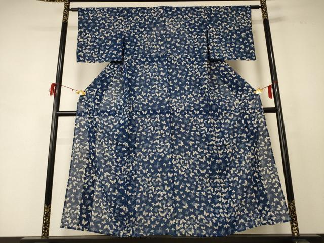 平和屋着物＊夏物 小紋 絽 舞蝶文 正絹 逸品 AABD8925jd
