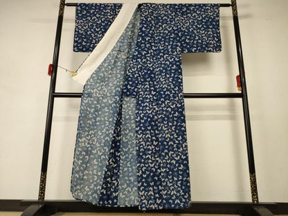 平和屋着物＊夏物 小紋 絽 舞蝶文 正絹 逸品 AABD8925jd