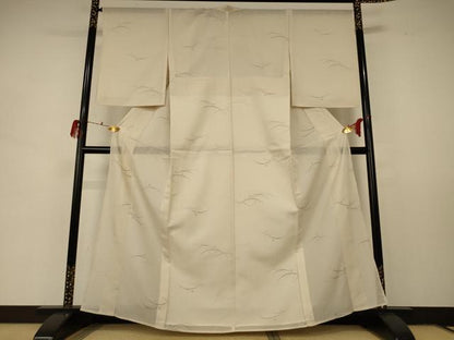 平和屋着物＊夏物　結城紬　夏結城　80亀甲　露芝紋　正絹　逸品　AABD8927jd