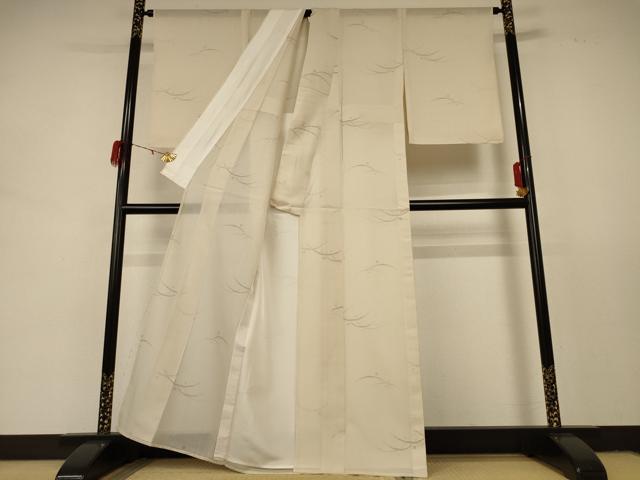 平和屋着物＊夏物　結城紬　夏結城　80亀甲　露芝紋　正絹　逸品　AABD8927jd