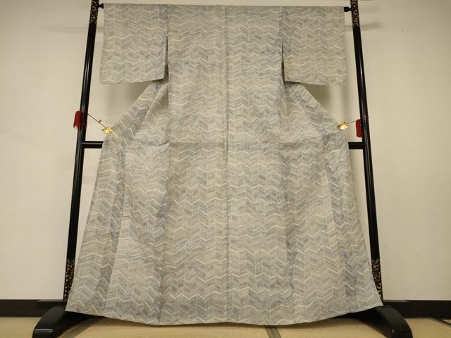 平和屋着物＊夏物 本場小千谷ちぢみ 幾何学文様 麻 逸品 AABD8930jd